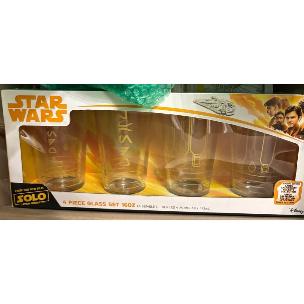 4 cup 16 oz Star Wars Solo Glass set. NEW